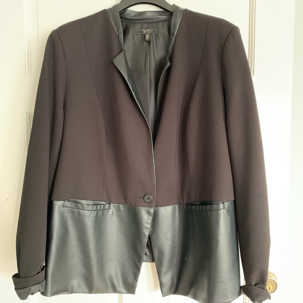 Women’s Plus Faux Leather Trim Blazer
